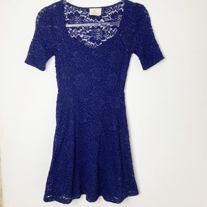 Pins and Needles Mini Stretch Lace Dress Blue XS